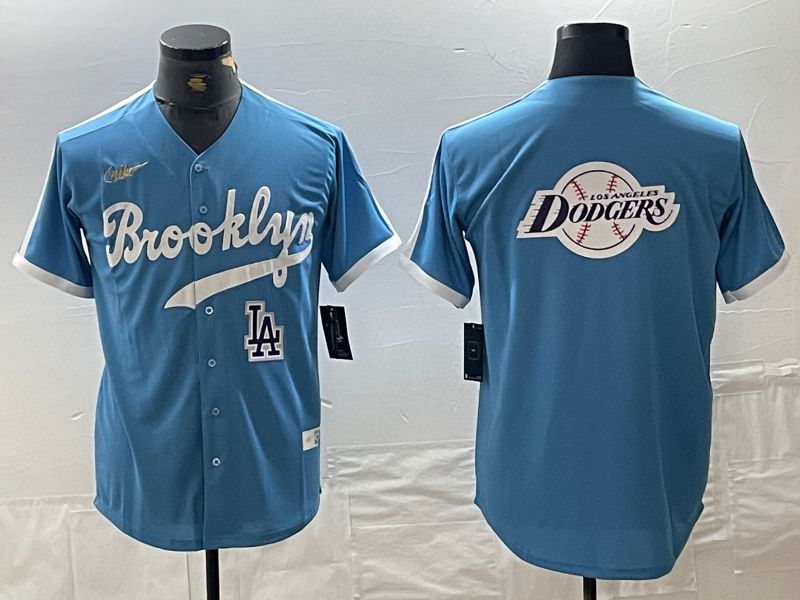 Men Los Angeles Dodgers Blank Light blue Throwback 2024 Nike MLB Jersey style 7->los angeles dodgers->MLB Jersey